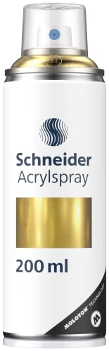 Schneider Paint-It 030 Supreme DIY Acryllack (hochdeckende Sprühfarbe, UV-beständig, 200 ml, Acrylspray für fast alle Untergründe) gold metallic von Schneider