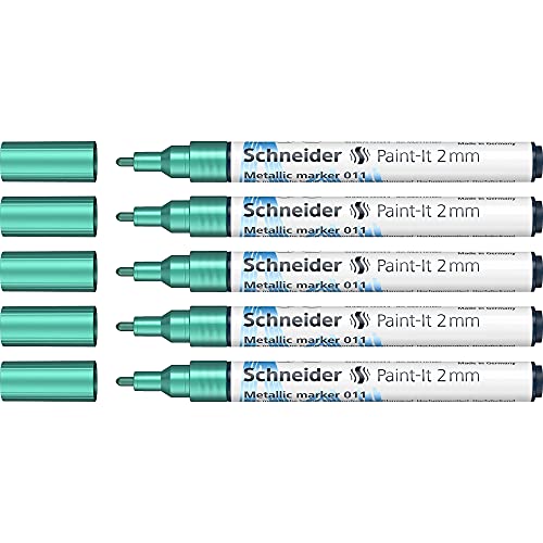 Schneider Paint-It Metallicmarker grün metallic (Strichstärke 2 mm, neue Pigmenttechnologie, starker Glitzereffekt) 5er Pack von Schneider