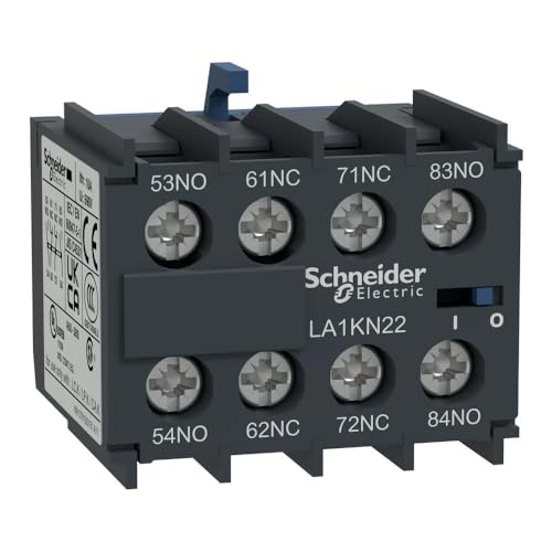 Schneider Electric LA1KN22 Hilfsschalterblock, 2S+2Ö, Schraubklemmen, Motorschütz und Leistungschütz, 2S +2Ö, Dunkelgrau von Schneider Electric