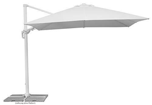 Schneider Sonnenschirm Rhodos Twist Bianco, weiß, 300 x 300 cm quadratisch, 731-01, Gestell Alu/Stahl, Bespannung Polyester, 25.7 kg von Schneider