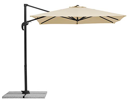 Schneider Sonnenschirm Rhodos Junior, natur, 230 x 230 cm quadratisch, 759-02, Gestell Alu/Stahl, Bespannung Polyester, 17 kg von Schneider Schirme