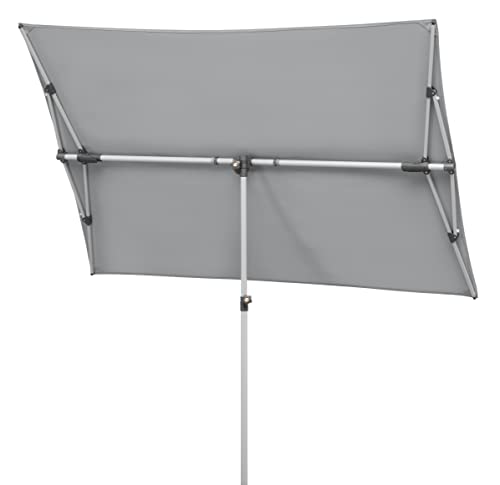 Schneider Sonnenschirm Novara, silbergrau, 190 x 140 cm rechteckig, 758-14, Gestell Alu/Stahl, Bespannung Polyester, 5 kg von Schneider