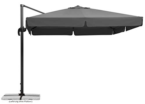 Schneider Sonnenschirm Rhodos, anthrazit, 300 x 300 cm quadratisch, 782-15, Gestell Alu/Stahl, Bespannung Polyester, 24 kg, Anthrazit von Schneider