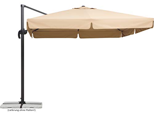 Schneider Sonnenschirm Rhodos, Natur, 300 x 300 cm quadratisch, 782-02, Gestell Alu/Stahl, Bespannung Polyester, 24 kg von Schneider