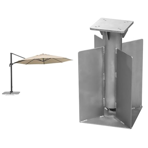 Schneider Sonnenschirm Rhodos Grande, natur, 400 cm rund, 789-02 & Universal-Bodenanker für Ampelschirme, 897-50, zum Eingraben oder Einbetonieren, 8.4 kg, silbergrau Schneider Sonnenschirm Rhodos Grande, natur, 400 cm rund, 789-02 & Universal-Bodenanker für Ampelschirme, 897-50, zum Eingraben oder Einbetonieren, 8.4 kg, silbergrau von Schneider