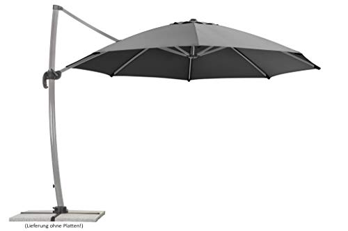 Schneider Sonnenschirm Rhodos Rondo, anthrazit, 350 cm rund, 792-15, Gestell Aluminium, Bespannung Polyester, 22.4 kg von Schneider