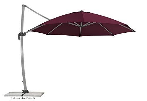 Schneider Sonnenschirm Rhodos Rondo, bordeaux, 350 cm rund, 792-08, Gestell Aluminium, Bespannung Polyester, 22.4 kg von Schneider