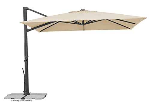 Schneider Sonnenschirm Rhodos Smart, Natur, 300 x 300 cm quadratisch, 794-02, Gestell Aluminium, Bespannung Polyester, 25 kg von Schneider-Schirme