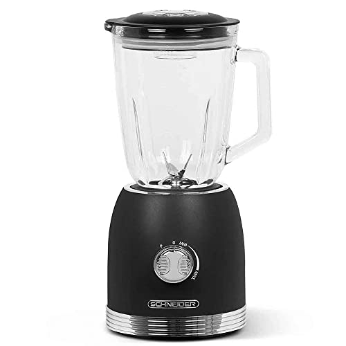 Schneider Standmixer 800 Watt, Blender mit 6-flügliges Spezialmesser, 1.5 L Glasbehälter, Pulsfuktion und Rutschfeste Füße, Hochleistungsmixer mit 20.000 Umdrehungen pro Minute, schwarz, SCBL15B von Schneider