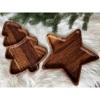 Holzteller | Stern Und Tannenbaum Weihnachtstablett Eichenholz Dekotablett Holz Keksteller Holzteller | Stern Und Tannenbaum Weihnachtstablett Eichenholz Dekotablett Holz Keksteller von SchnittLaserWerk