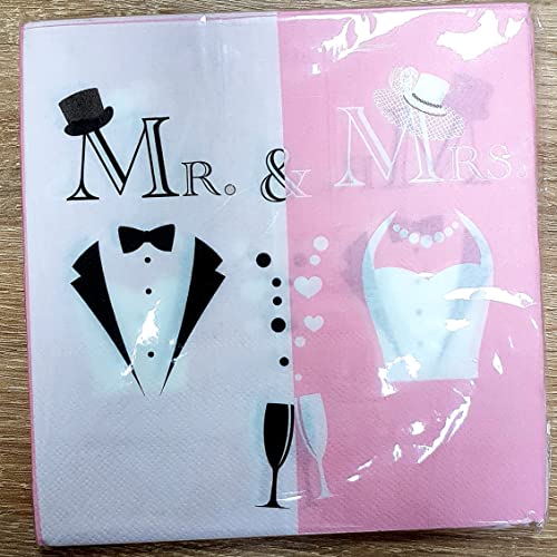 20 x Servietten Mr. & Mrs. schwarz/rosa 33x33 cm Geburtstag Hochzeit Jubiläum von Schnooridoo