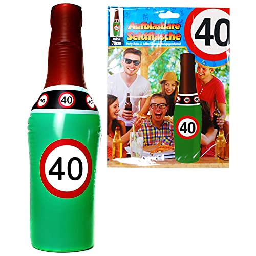 Schnooridoo 40. Geburtstag Party Zubehör 31 Sorten Konfetti Luftschlangen Ballons Banner Servietten (Aufblasbare Sektflasche "40") von Schnooridoo