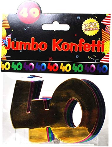 Schnooridoo 40. Geburtstag Party Zubehör 31 Sorten Konfetti Luftschlangen Ballons Banner Servietten (Jumbo-Konfetti "40", 20-tlg., bunt) von Schnooridoo