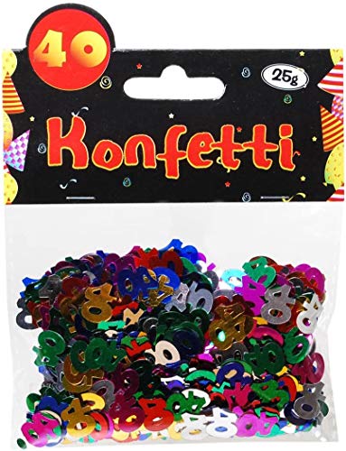 Schnooridoo 40. Geburtstag Party Zubehör 31 Sorten Konfetti Luftschlangen Ballons Banner Servietten (Konfetti "40", bunt metallic) von Schnooridoo