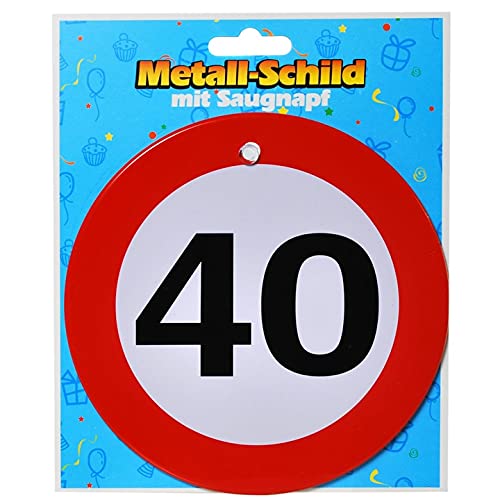 Schnooridoo 40. Geburtstag Party Zubehör 31 Sorten Konfetti Luftschlangen Ballons Banner Servietten (Metall-Schild mit Saugnapf "40") von Schnooridoo