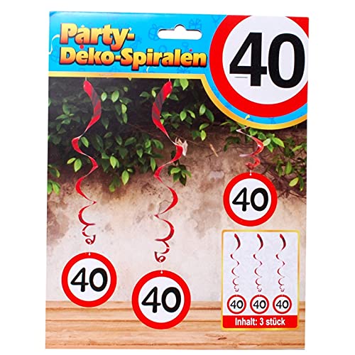Schnooridoo 40. Geburtstag Party Zubehör 31 Sorten Konfetti Luftschlangen Ballons Banner Servietten (Party-Spiralen "40", 3-tlg.) von Schnooridoo