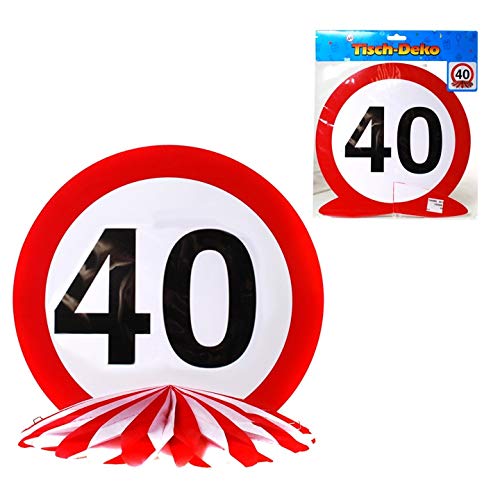 Schnooridoo 40. Geburtstag Party Zubehör 31 Sorten Konfetti Luftschlangen Ballons Banner Servietten (Tischdeko "40", rot/weiss) von Schnooridoo