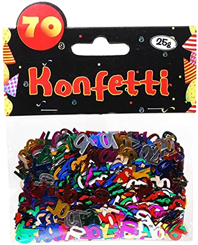 Schnooridoo 70. Geburtstag Party Zubehör 10 Sorten Konfetti Luftschlangen Ballons Banner Servietten (Konfetti "70", bunt metallic) von Schnooridoo