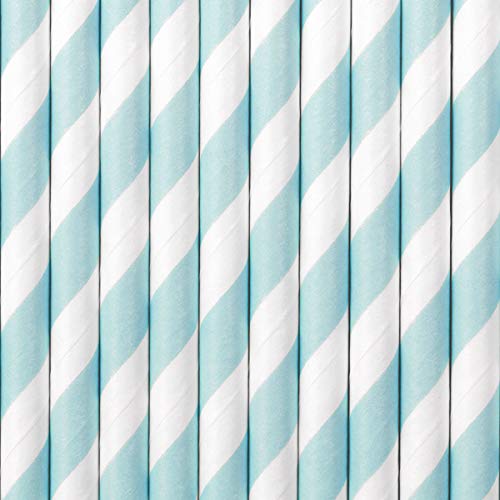 Schnooridoo Papier Strohhalm Trinkhalm Geburtstag Hochzeit Party Kindergeburtstag 20 Sorten (hellblau weiße Streifen) von Schnooridoo
