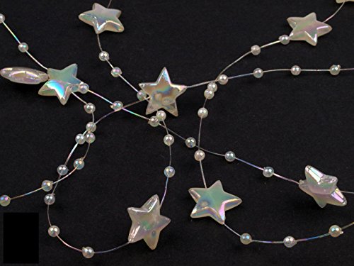 Schnoschi 10m Creme Sterne Perlenband Perlenkette Perlengirlande Perlenschnur Weihnachten Advent Deko Perlen Tischdeko Meterware von Schnoschi