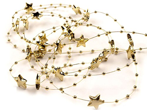 Schnoschi 10m Gold Sterne Perlenband Perlenkette Perlengirlande Perlenschnur Weihnachten Advent Deko Perlen Tischdeko Meterware Schnoschi 10m Gold Sterne Perlenband Perlenkette Perlengirlande Perlenschnur Weihnachten Advent Deko Perlen Tischdeko Meterware von Schnoschi