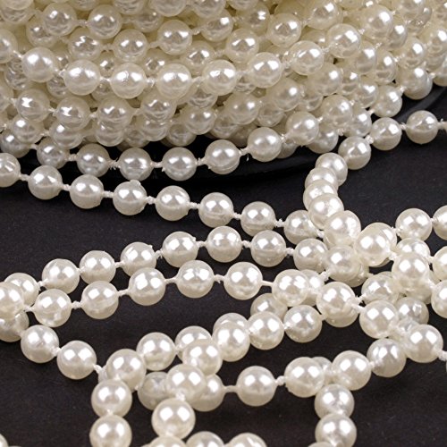 Schnoschi 10m Perlen Creme 5mm Perlenband Perlenkette Perlengirlande Perlenschnur Weihnachten Advent Hochzeit Deko Tischdeko Meterware von Schnoschi