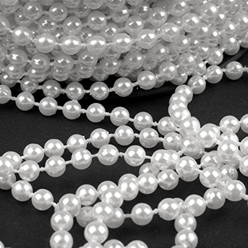 Schnoschi 10m Perlen weiß 5mm Perlenband Perlenkette Perlengirlande Perlenschnur Weihnachten Advent Hochzeit Deko Tischdeko Meterware von Schnoschi