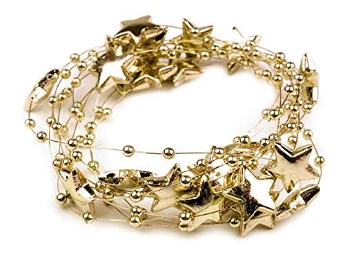 Schnoschi 1m Gold Sterne Perlenband Perlenkette Perlengirlande Perlenschnur Weihnachten Advent Deko Perlen Tischdeko Meterware von Schnoschi