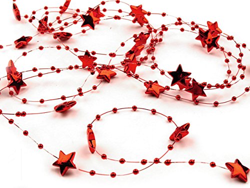 Schnoschi 1m rot Sterne Perlenband Perlenkette Perlengirlande Perlenschnur Weihnachten Advent Deko Perlen Tischdeko Meterware von Schnoschi