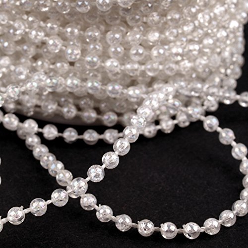 Schnoschi 30m Perlen Silber 4mm Perlenband Perlenkette Perlengirlande Perlenschnur Weihnachten Advent Hochzeit Deko Tischdeko Meterware von Schnoschi