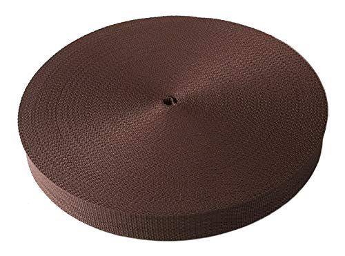 Schnoschi Gurtband Polypropylen 10 Meter lang – viele Verschiedene Breiten und Farben 10mm 15mm 20mm 25mm 30mm 40mm 50 mm (Dunkelbraun, 20 mm) von Schnoschi