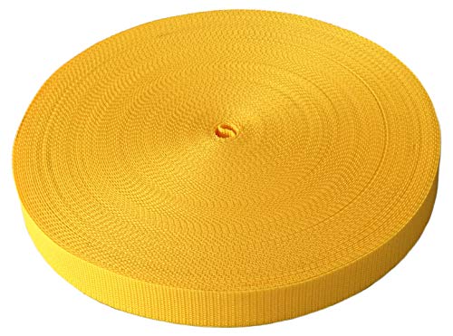 Schnoschi Gurtband Polypropylen 10 Meter lang – viele Verschiedene Breiten und Farben 10mm 15mm 20mm 25mm 30mm 40mm 50 mm (dottergelb, 10 mm) von Schnoschi