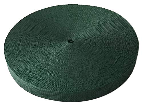 Schnoschi Gurtband Polypropylen 10 Meter lang – viele Verschiedene Breiten und Farben 10mm 15mm 20mm 25mm 30mm 40mm 50 mm (dunkelgrün, 25 mm) von Schnoschi