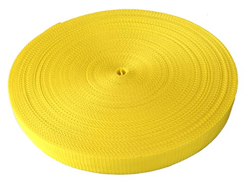 Schnoschi Gurtband Polypropylen 10 Meter lang – viele Verschiedene Breiten und Farben 10mm 15mm 20mm 25mm 30mm 40mm 50 mm (gelb, 15 mm) von Schnoschi