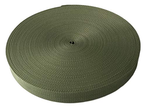 Schnoschi Gurtband Polypropylen 10 Meter lang – viele Verschiedene Breiten und Farben 10mm 15mm 20mm 25mm 30mm 40mm 50 mm (olivgrün, 30 mm) von Schnoschi