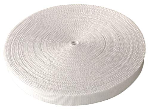 Schnoschi Gurtband Polypropylen 10 Meter lang – viele Verschiedene Breiten und Farben 10mm 15mm 20mm 25mm 30mm 40mm 50 mm (weiß, 10 mm) von Schnoschi