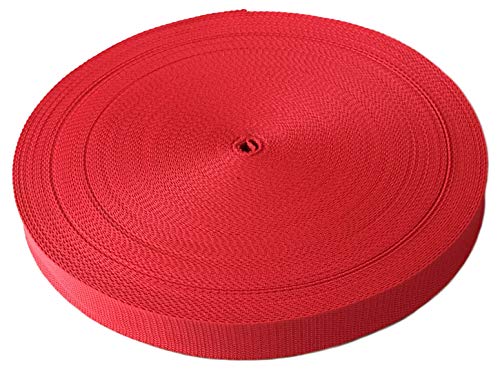 Schnoschi Gurtband Polypropylen 10 Meter lang – viele Verschiedene Breiten und Farben 10mm 15mm 20mm 25mm 30mm 40mm 50 mm (rot, 40 mm) von Schnoschi