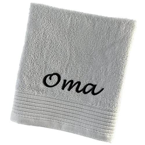 Schnoschi Handtuch mit Namen oder Wunschtext Bestickt, personalisiertes Duschtuch, individuelles Badetuch, Saunatuch oder Gästehandtuch mit Initialen, 100% Baumwolle, 100 x 180 cm weiß von Schnoschi