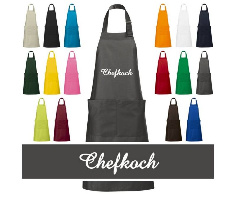 Schnoschi Kochschürze Hochwertige Küchenschürze mit Chefkoch bestickt, Stickerei mit Chefkoch von Schnoschi