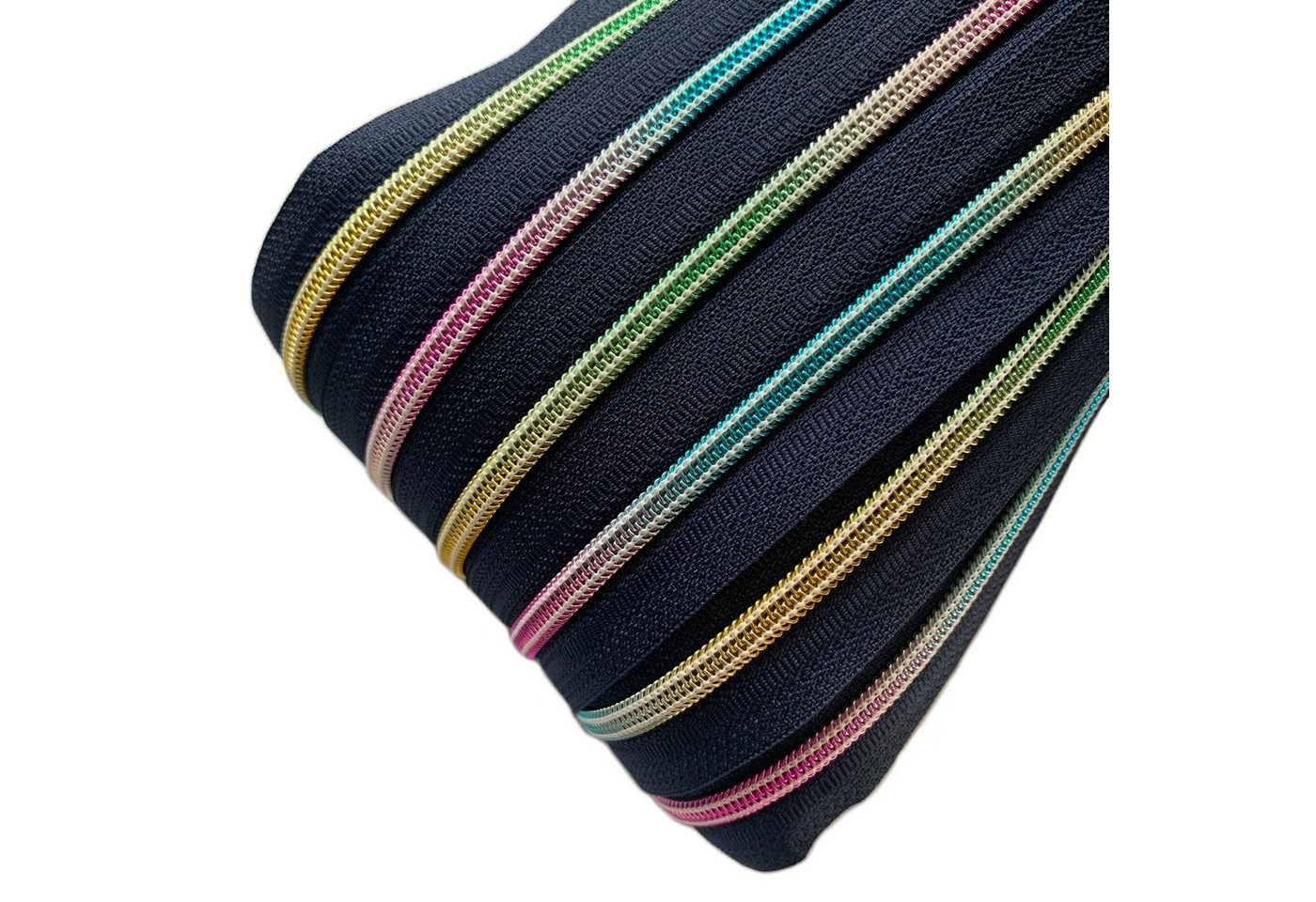Schnoschi Reißverschluss 6 m endlos Reißverschluss Regenbogen effekt 5 mm Laufschiene + Zipper, Regenbogeneffekt der Laufschiene von Schnoschi