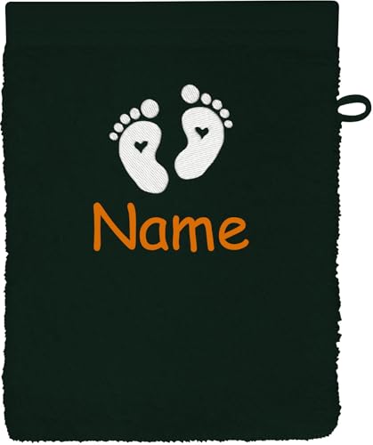 Schnoschi Waschlappen mit Namen, Text oder Motiv Bestickt, personalisiertes Handtuch, individueller Waschhandschuh, Lappen oder Gesichtstuch mit Initialen, 100% Baumwolle, 16 x 21 cm (Dunkelgrün) von Schnoschi
