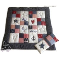Krabbeldecke Mit Namen, Individuelle Babydecke + Lagerungskissen Piet Patchworkdecke, Personalisiert Krabbeldecke Mit Namen, Individuelle Babydecke + Lagerungskissen Piet Patchworkdecke, Personalisiert von SchnuckelGyde