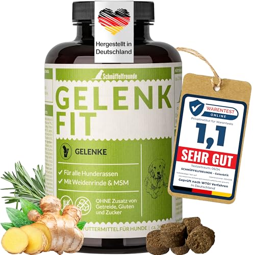Schnüffelfreunde Gelenk Fit I Nahrungsergänzungsmittel für Hunde zur Unterstützung der Knochen und Gelenke I Mit Grünlippmuschel, MSM und Kurkuma (300g - ca. 360 Stück) von Schnüffelfreunde