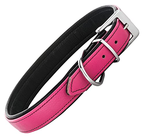 Schnüffelfreunde Lederhalsband Hund - Fun Line (XL - 46-55cm, Pink-Schwarz) von Schnüffelfreunde