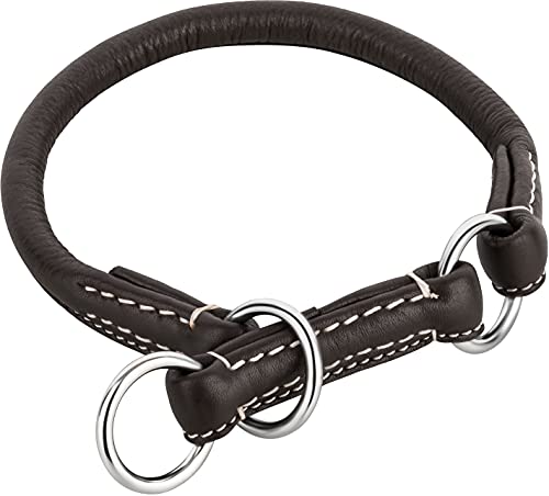 Schnüffelfreunde Retriever Halsband für Hunde mit Zugstopp aus Leder I Erziehungshalsband I Dressurhalsband I Lederhalsband Hund (L - bis 37cm, Braun) von Schnüffelfreunde