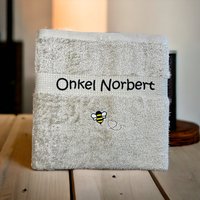 Bienen Handtuch Mit Name Bestickt, Duschhandtuch, Gästehandtuch, Saunahandtuch, 4 Größen Und Schöne Farben Bienen Handtuch Mit Name Bestickt, Duschhandtuch, Gästehandtuch, Saunahandtuch, 4 Größen Und Schöne Farben von Schnullergeschenke