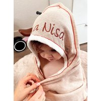 Bio-Baumwolle Kapuzenhandtuch Terracotta Meliert von Schnullerteddy