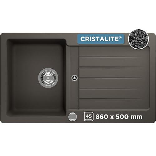 SCHOCK Küchenspüle Typos D-100 in Asphalt I Granitspüle für 45 cm Unterschrank I robustes, pflegeleichtes Cristalite I geräumiges Becken mit Abtropffläche I Design-Spüle mit Excenterbedienung SCHOCK Küchenspüle Typos D-100 in Asphalt I Granitspüle für 45 cm Unterschrank I robustes, pflegeleichtes Cristalite I geräumiges Becken mit Abtropffläche I Design-Spüle mit Excenterbedienung von Schock