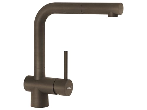 SCHOCK® Küchenarmatur LAIOS Bronze I bronze Hochdruck Armatur mit ausziehbarer Schlauchbrause I 360° schwenkbar I Edelstahl lackiert I Einhebelmischer I Höhe 285 mm von Schock