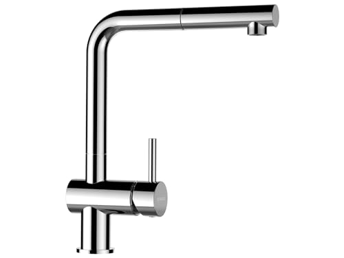 SCHOCK® Küchenarmatur Epos Chrom I Hochdruck Armatur mit ausziehbarer Schlauchbrause I 360° drehbar I Spültischarmatur für Küchenspüle I Chrom Design I wassersparend I Einhebelmischer Messing von Schock